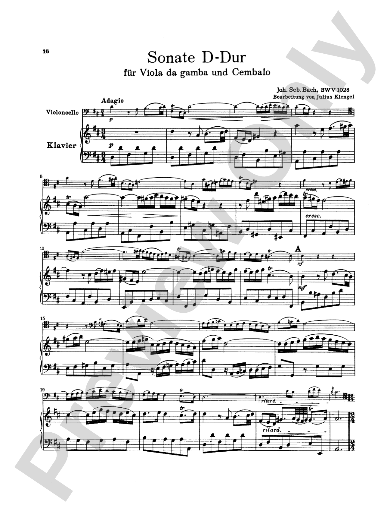 Bach: Three Sonatas for Viola da Gamba, BWV 1027-29 (Transcr. For Cello and Piano by Julius Klengel)