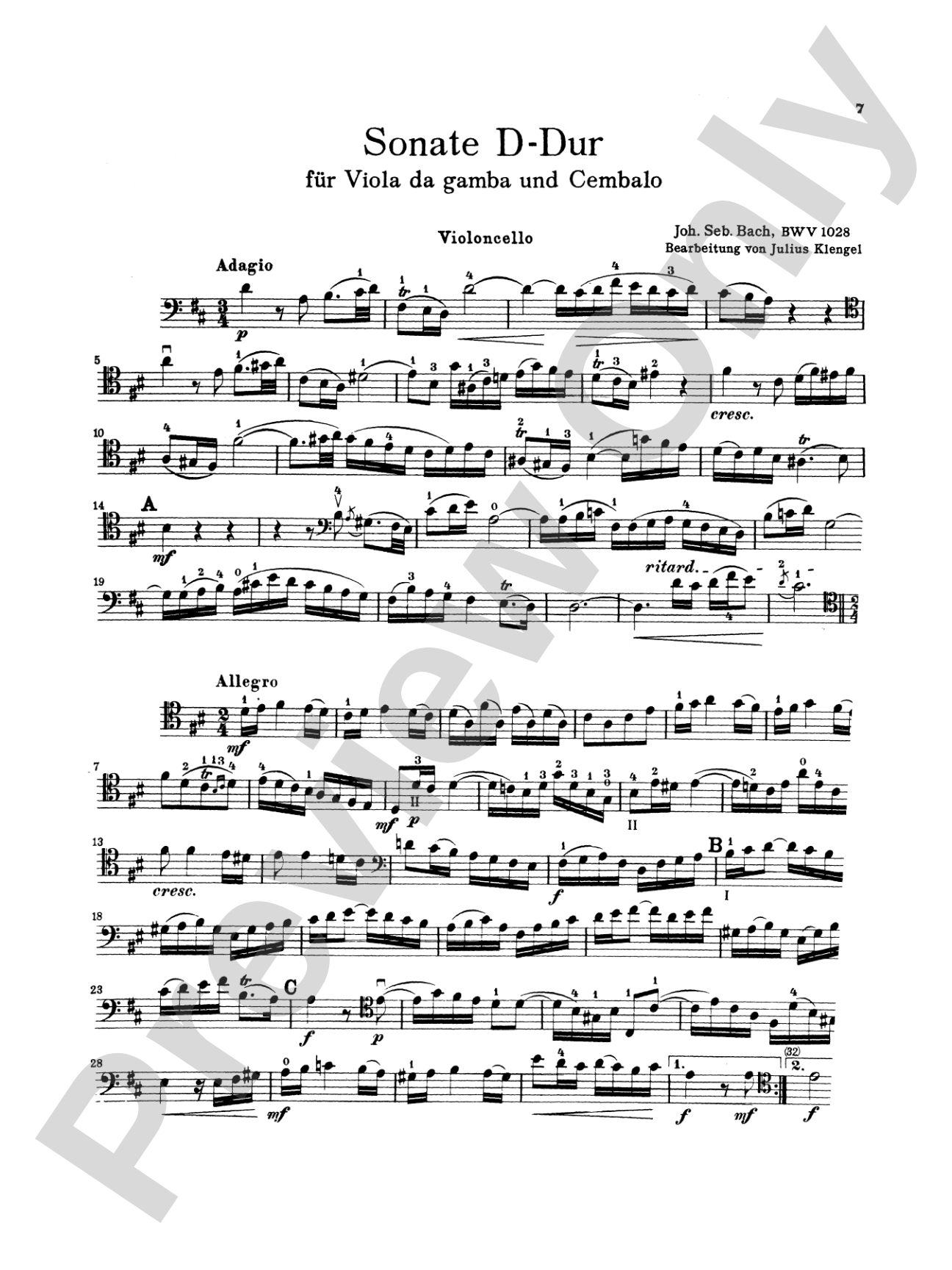 Bach: Three Sonatas for Viola da Gamba, BWV 1027-29 (Transcr. For Cello and Piano by Julius Klengel)