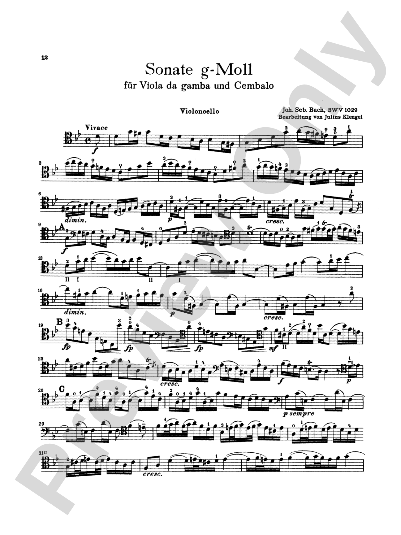 Bach: Three Sonatas for Viola da Gamba, BWV 1027-29 (Transcr. For Cello and Piano by Julius Klengel)