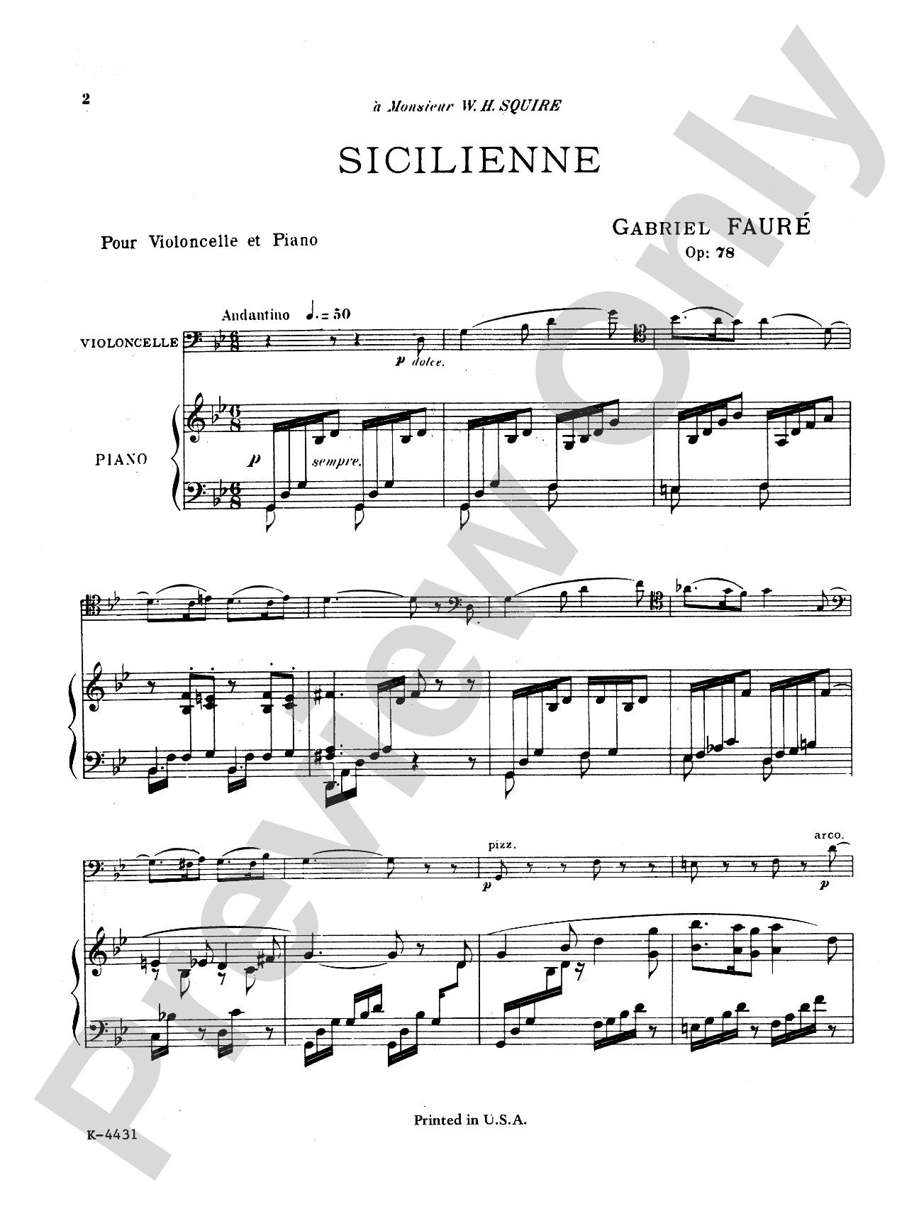 Fauré: Sicilienne, Op. 78