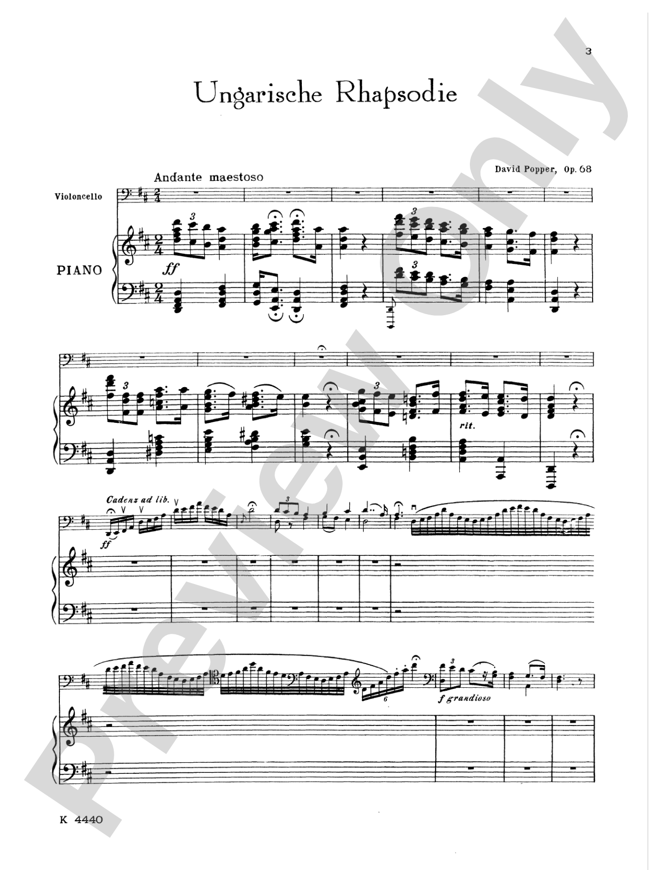 Popper: Hungarian Rhapsody, Op. 68