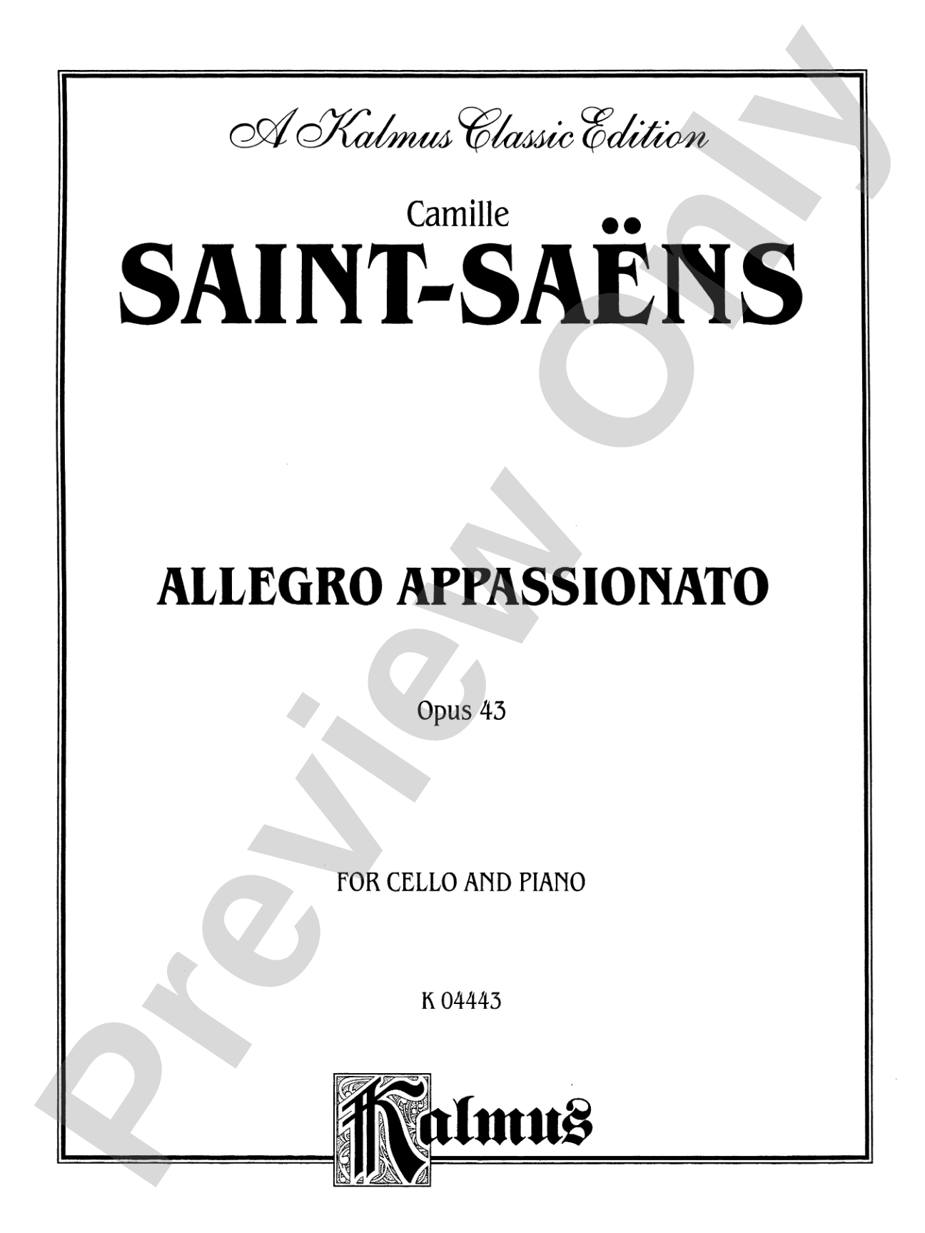 Saint-Saëns: Allegro Appassionato, Op. 43