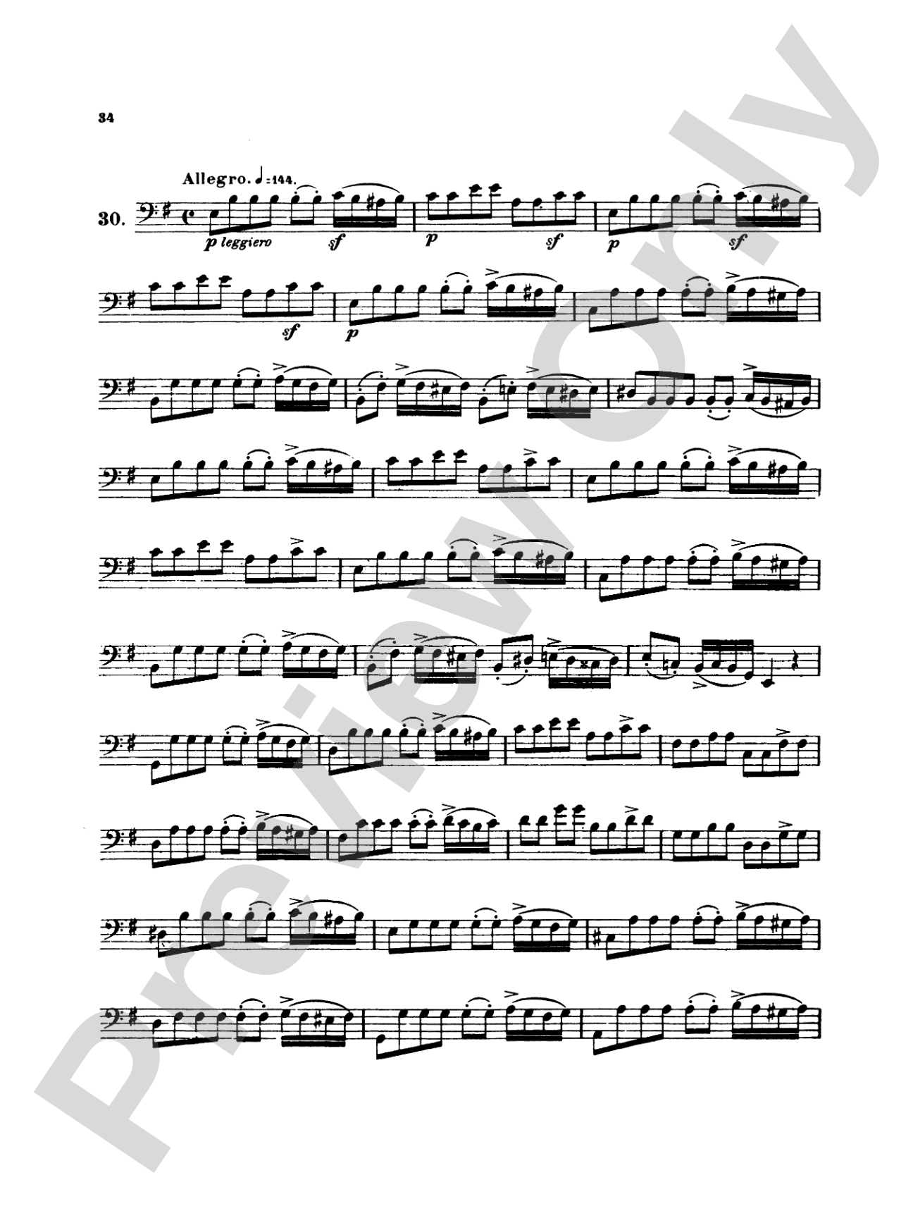 Simandl: Thirty Etudes for Double Bass: String Bass Book