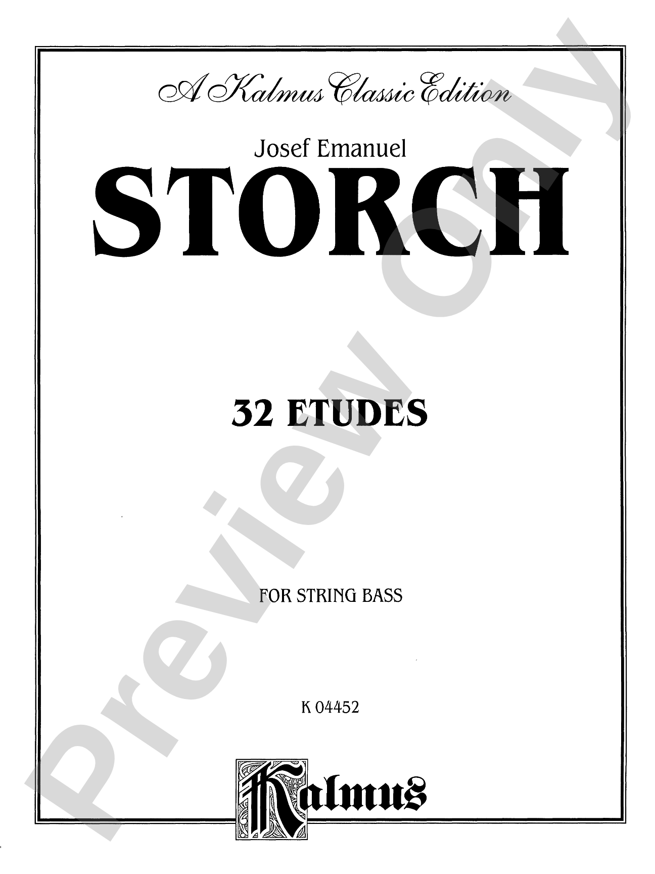 Storch: Thirty-Two Etudes: String Bass Book