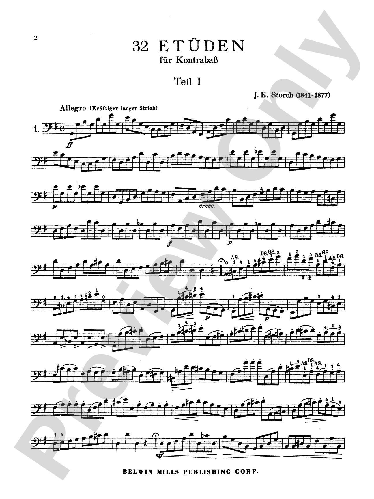 Storch: Thirty-Two Etudes: String Bass Book