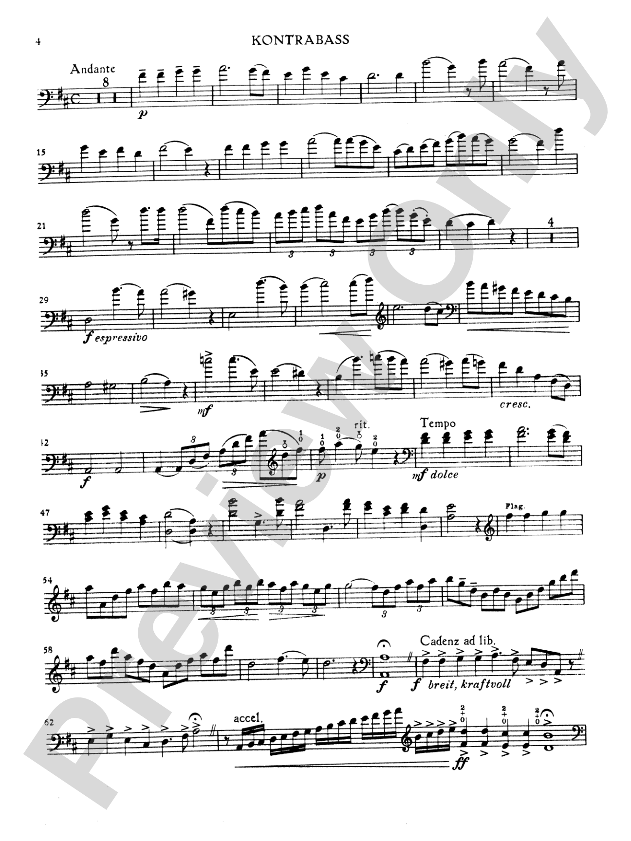 Dragonetti: Student's Concerto in A Major: String Bass Book