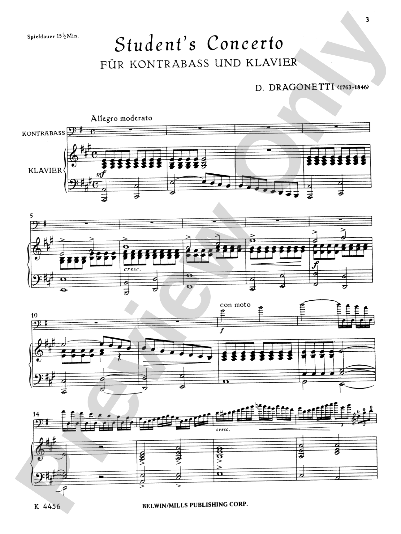 Dragonetti: Student's Concerto in A Major