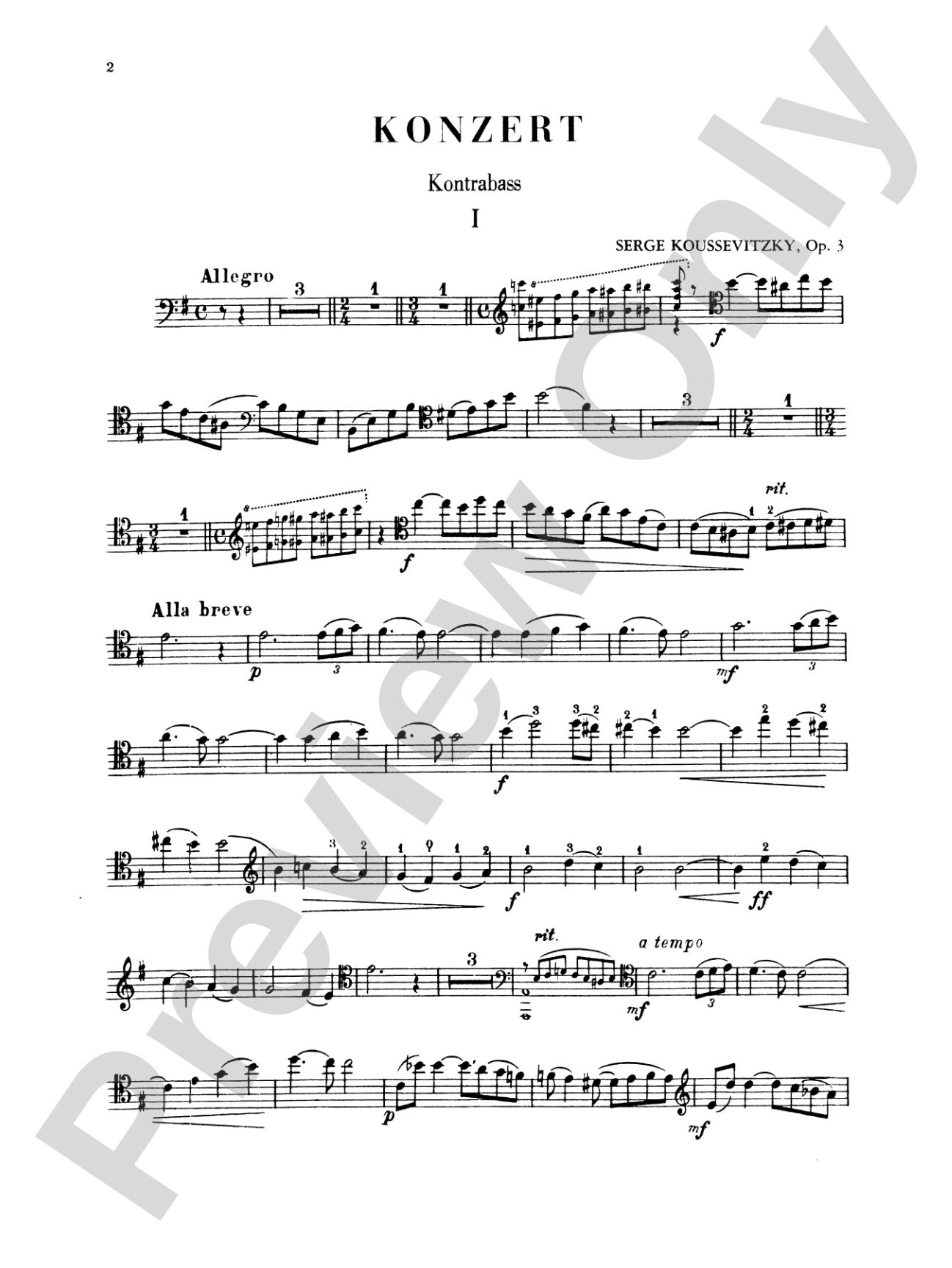 Koussevitzky: Concerto, Op. 3: String Bass Book