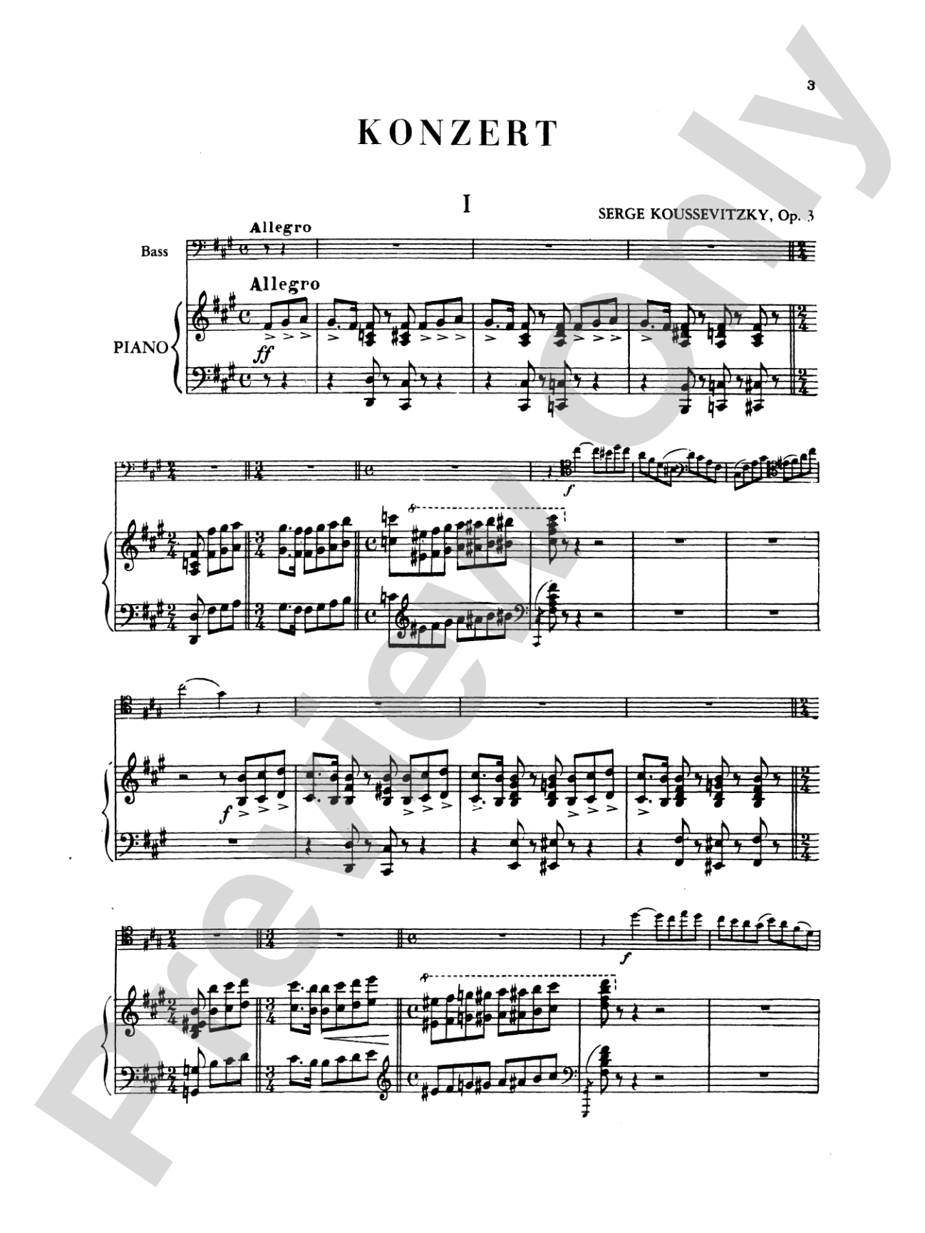 Koussevitzky: Concerto, Op. 3