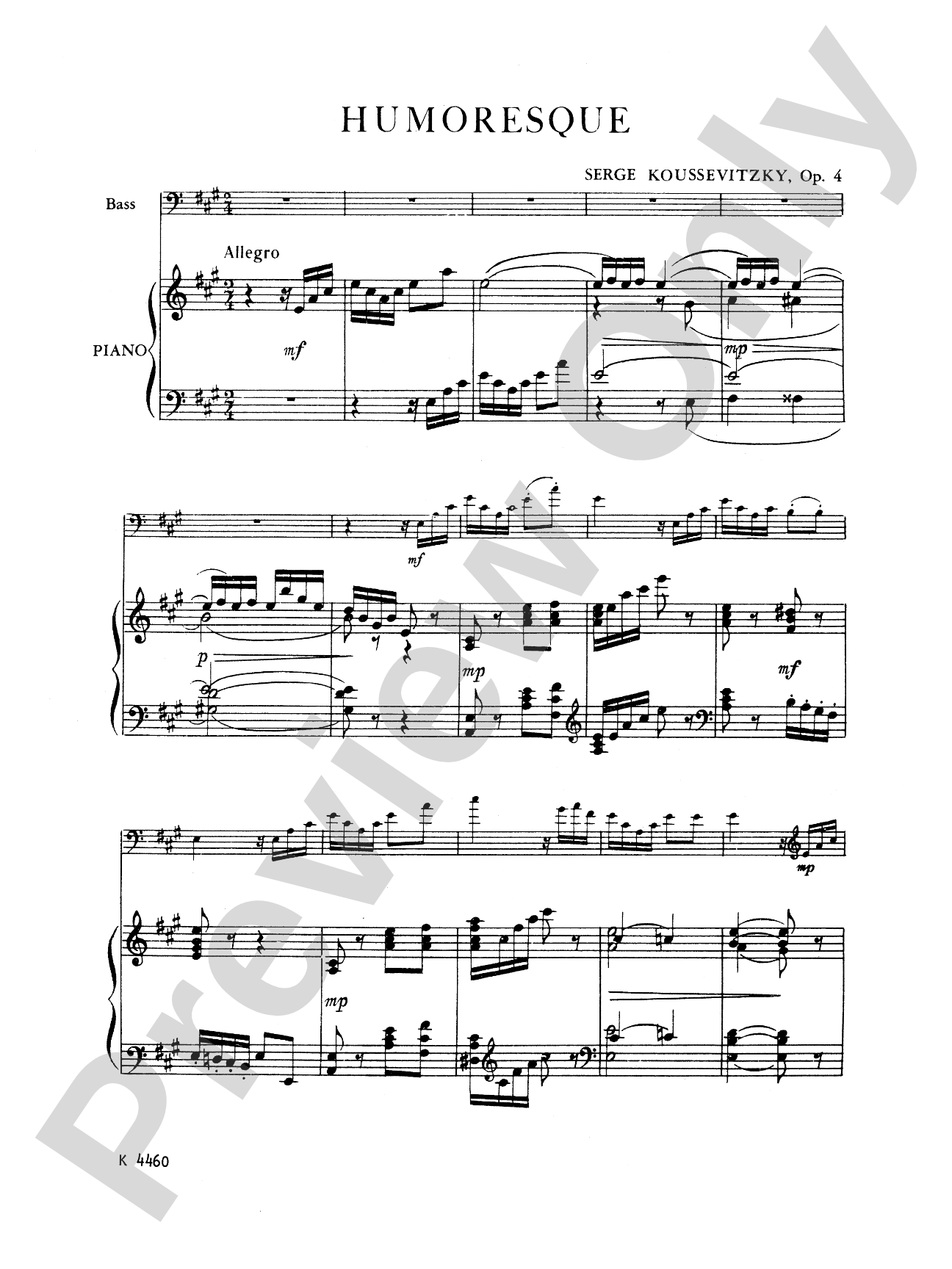 Koussevitzky: Humoresque, Op. 4