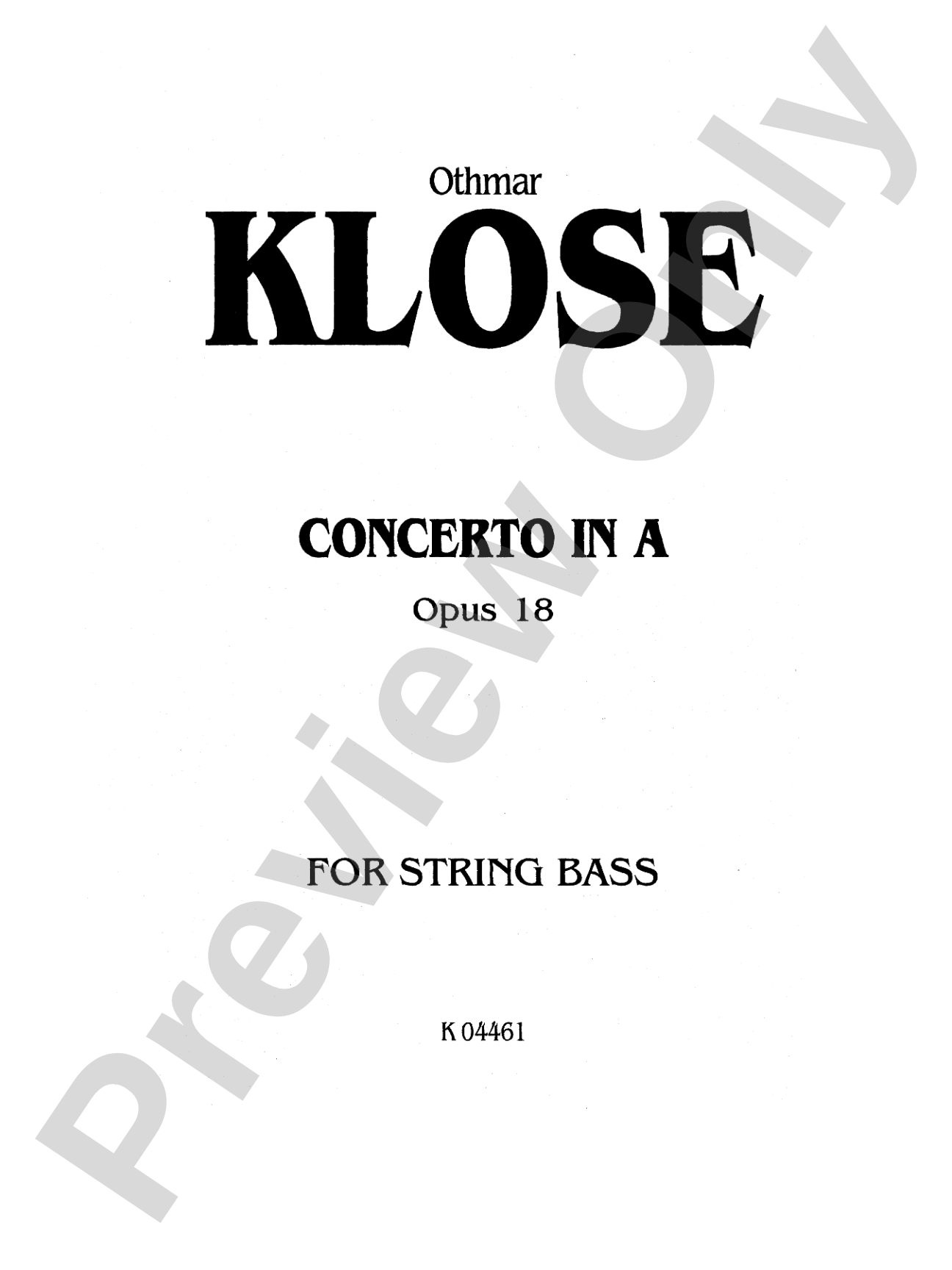 Klose: Concerto in A, Op. 18