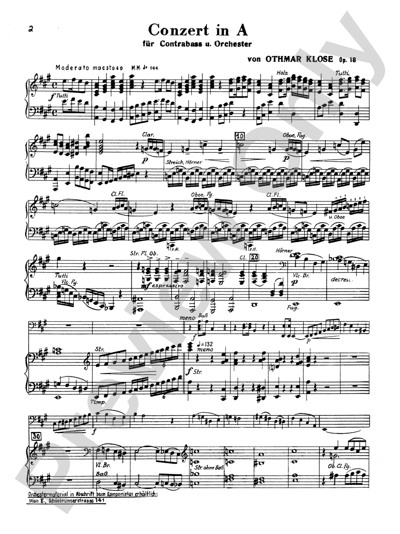 Klose: Concerto in A, Op. 18