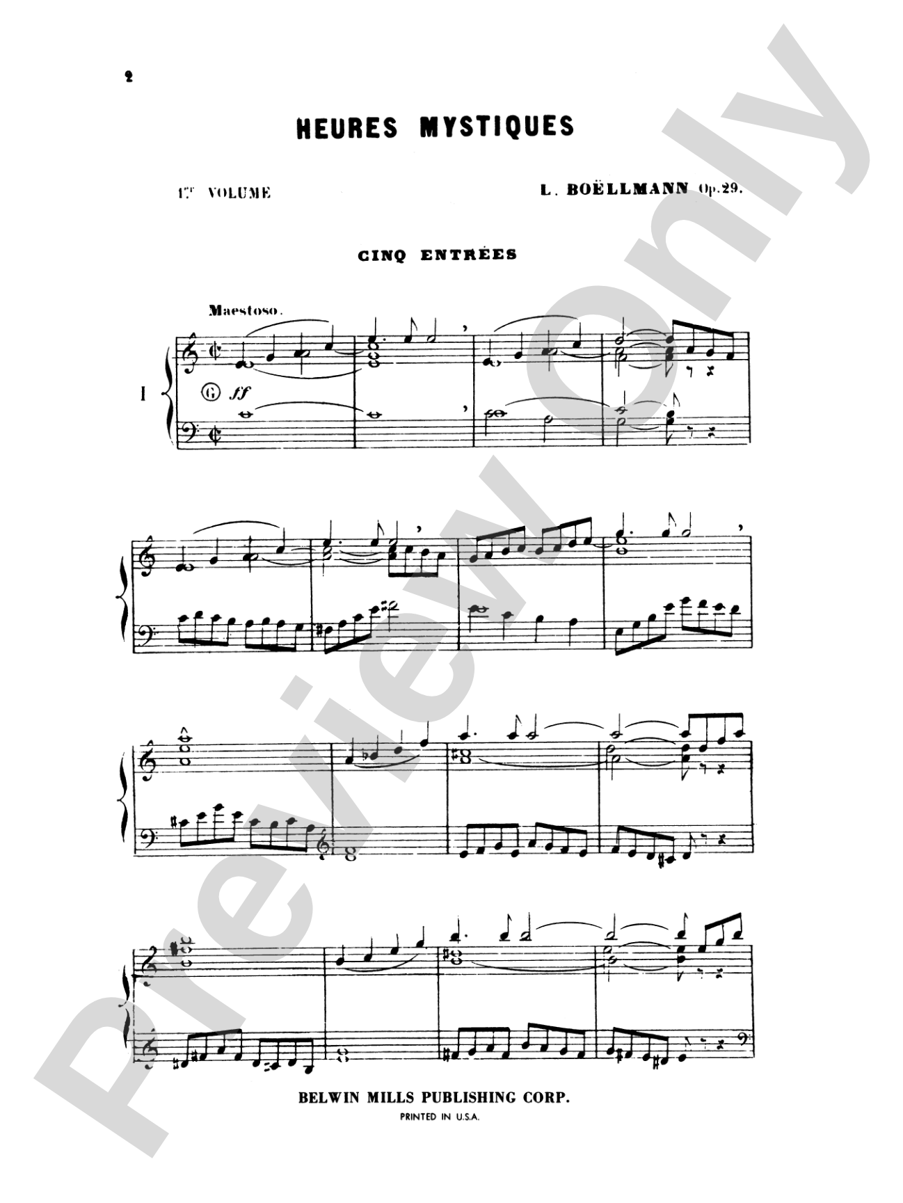 Boëllmann: Heures Mystiques, Op. 29, Volume I: Organ Book