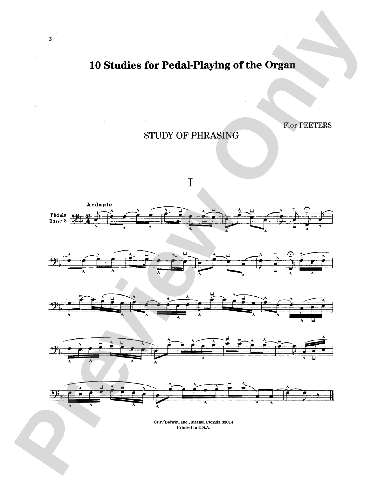 Peeters: Ten Studies for Pedal Playing: Organ Book