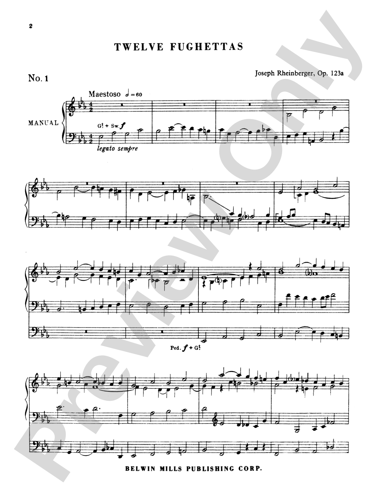 Rheinberger: Twelve Fughettas, Op. 123A: Organ Book