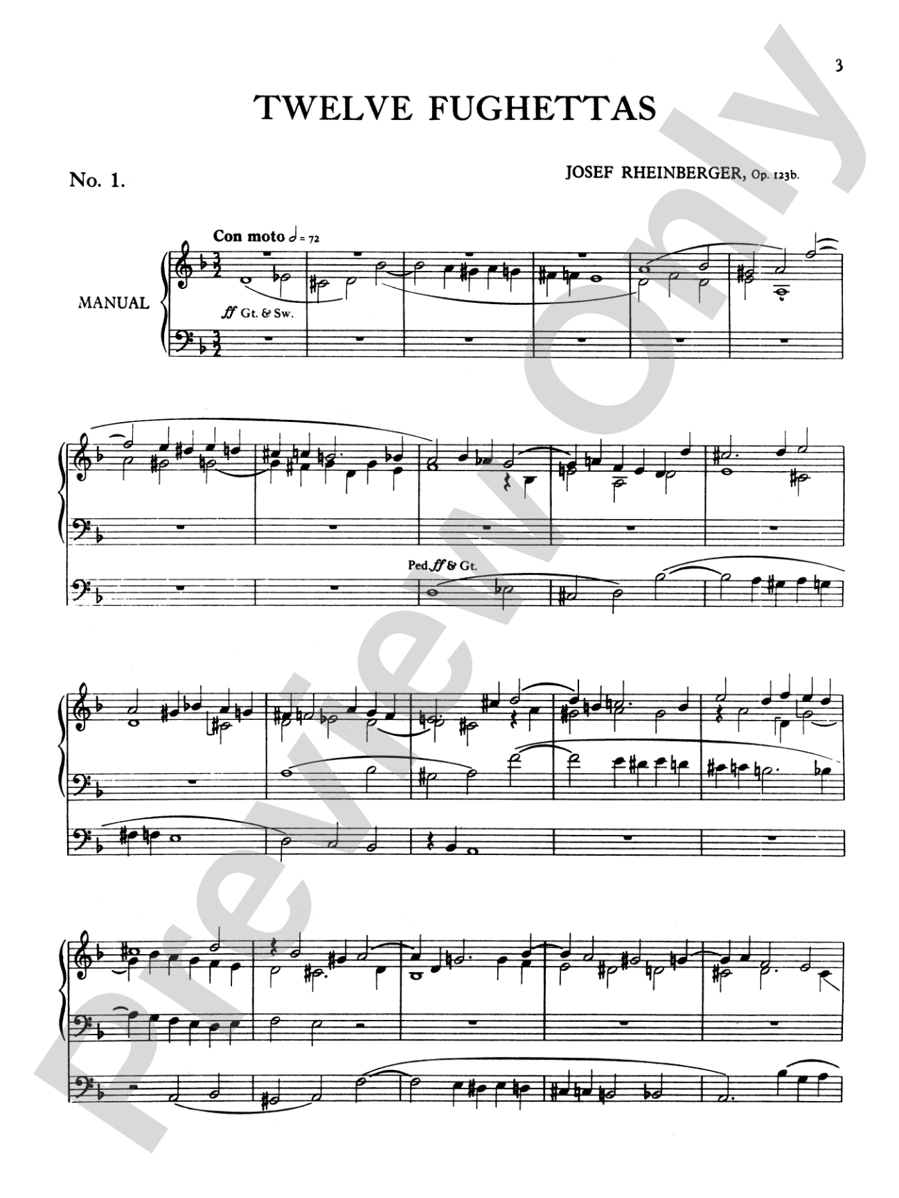 Rheinberger: Twelve Fughettas, Op. 123B: Organ Book