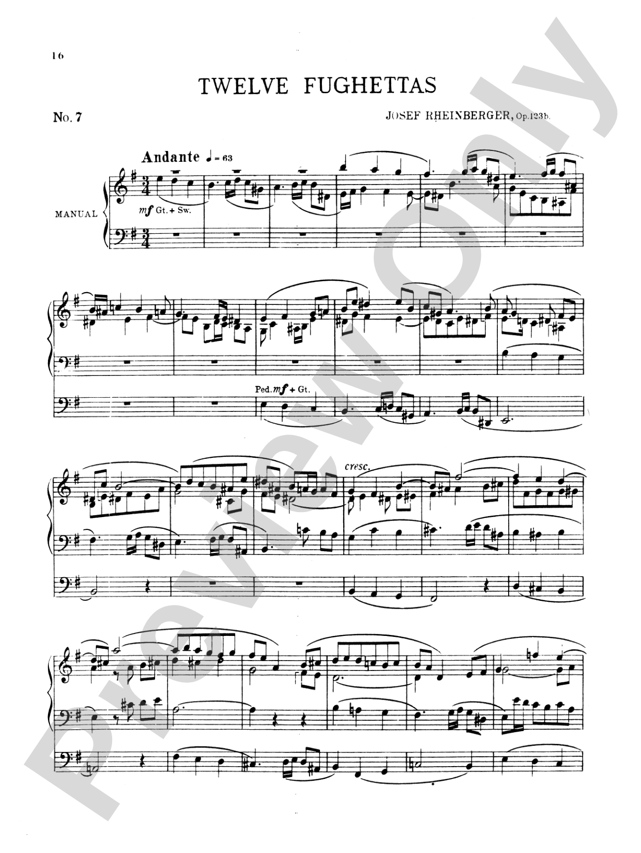 Rheinberger: Twelve Fughettas, Op. 123B