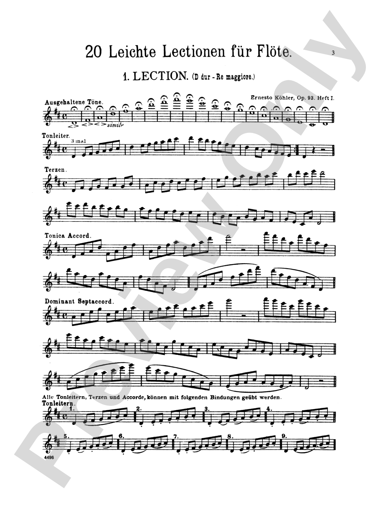 Köhler: Twenty Easy Melodic Progressive Exercises, Op. 93 (Volume I, Nos. 1-10): Flute Book