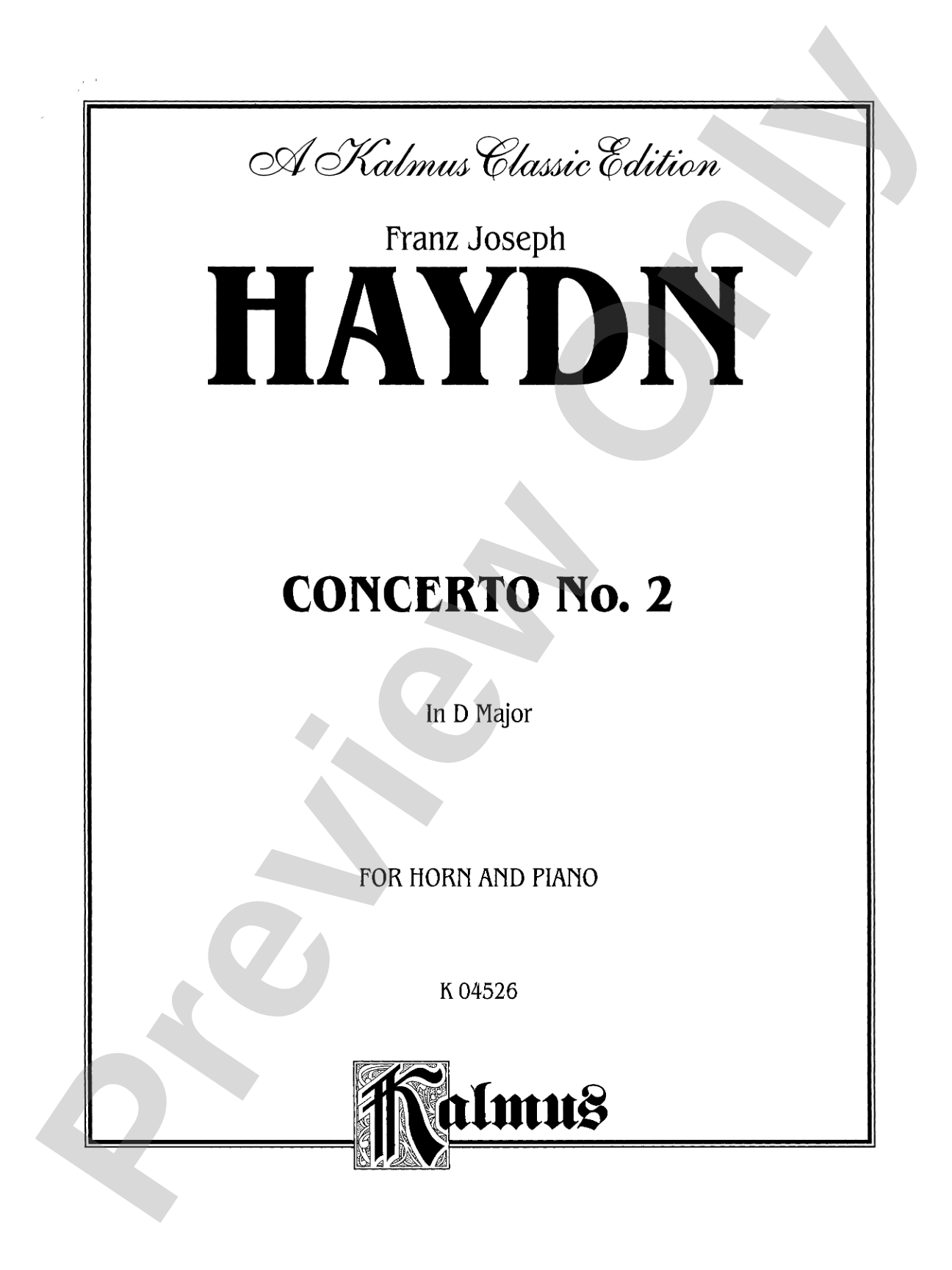 Haydn: Concerto No. 2 in D Major: French Horn Part(s)