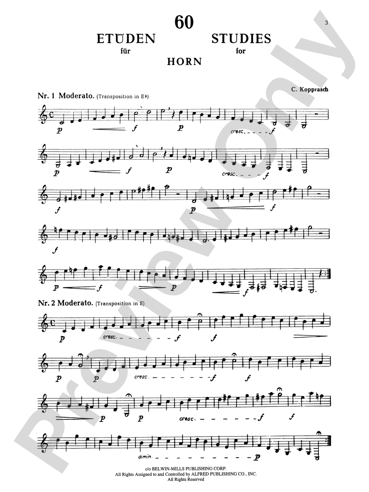 Kopprasch: Sixty Selected Studies: French Horn Book