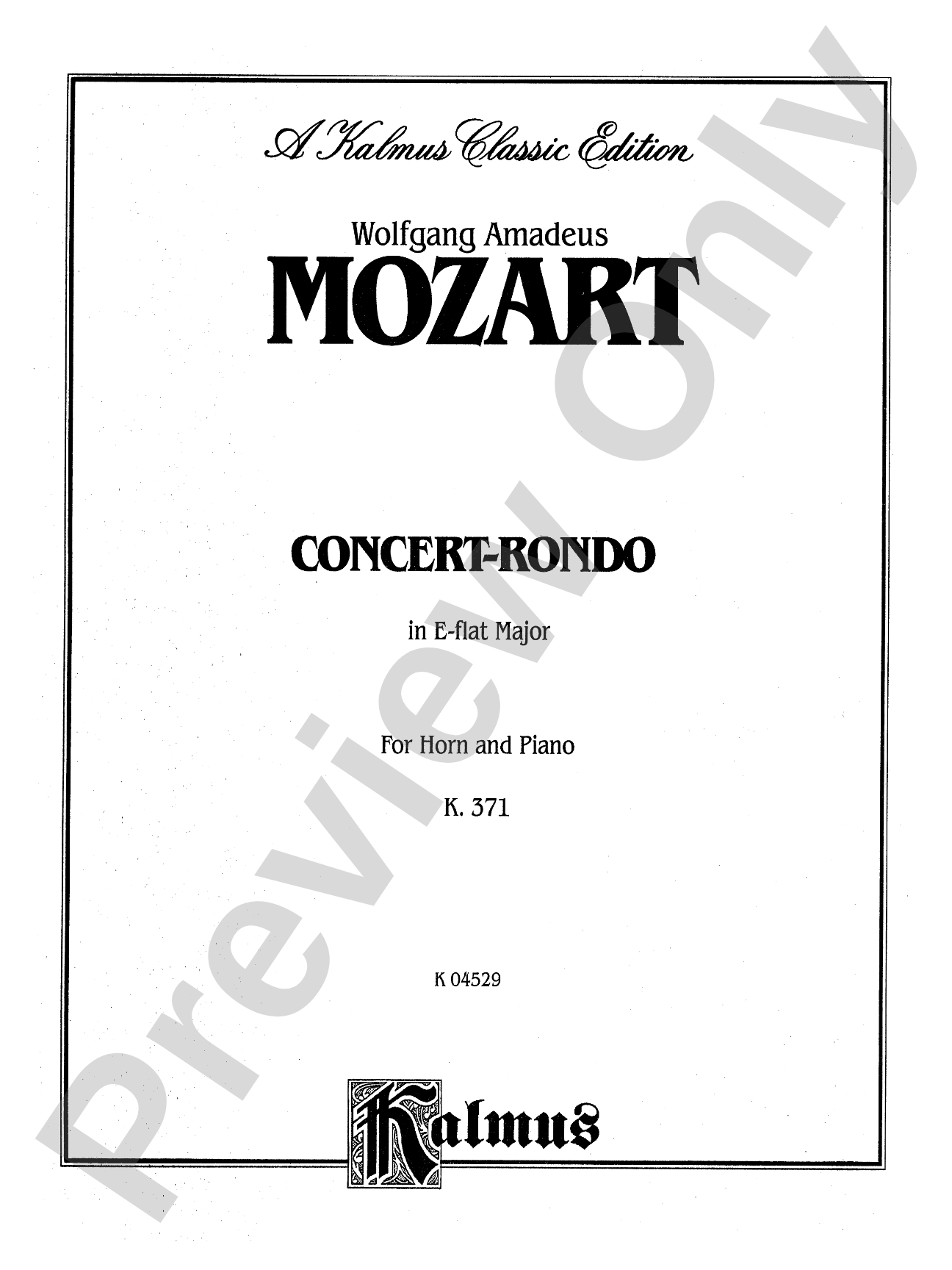 Mozart: Concert-Rondo in E flat Major, K. 371: French Horn Part(s)