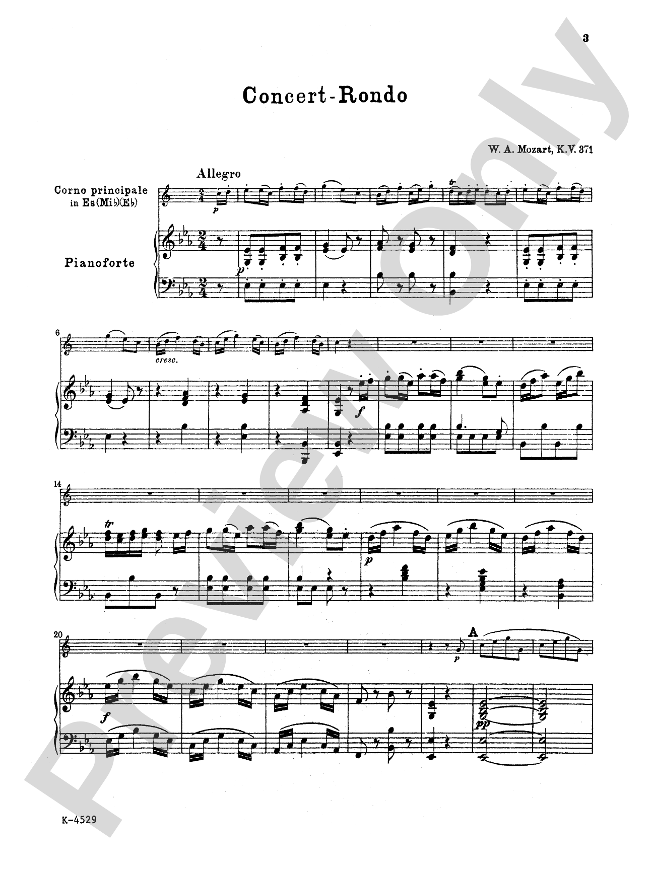 Mozart: Concert-Rondo in E flat Major, K. 371: French Horn Part(s)