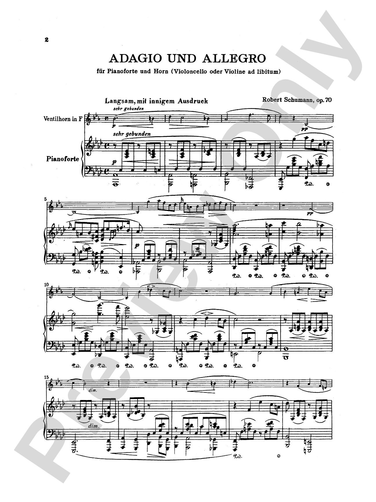 Schumann: Adagio and Allegro, Op. 70: French Horn Part(s)
