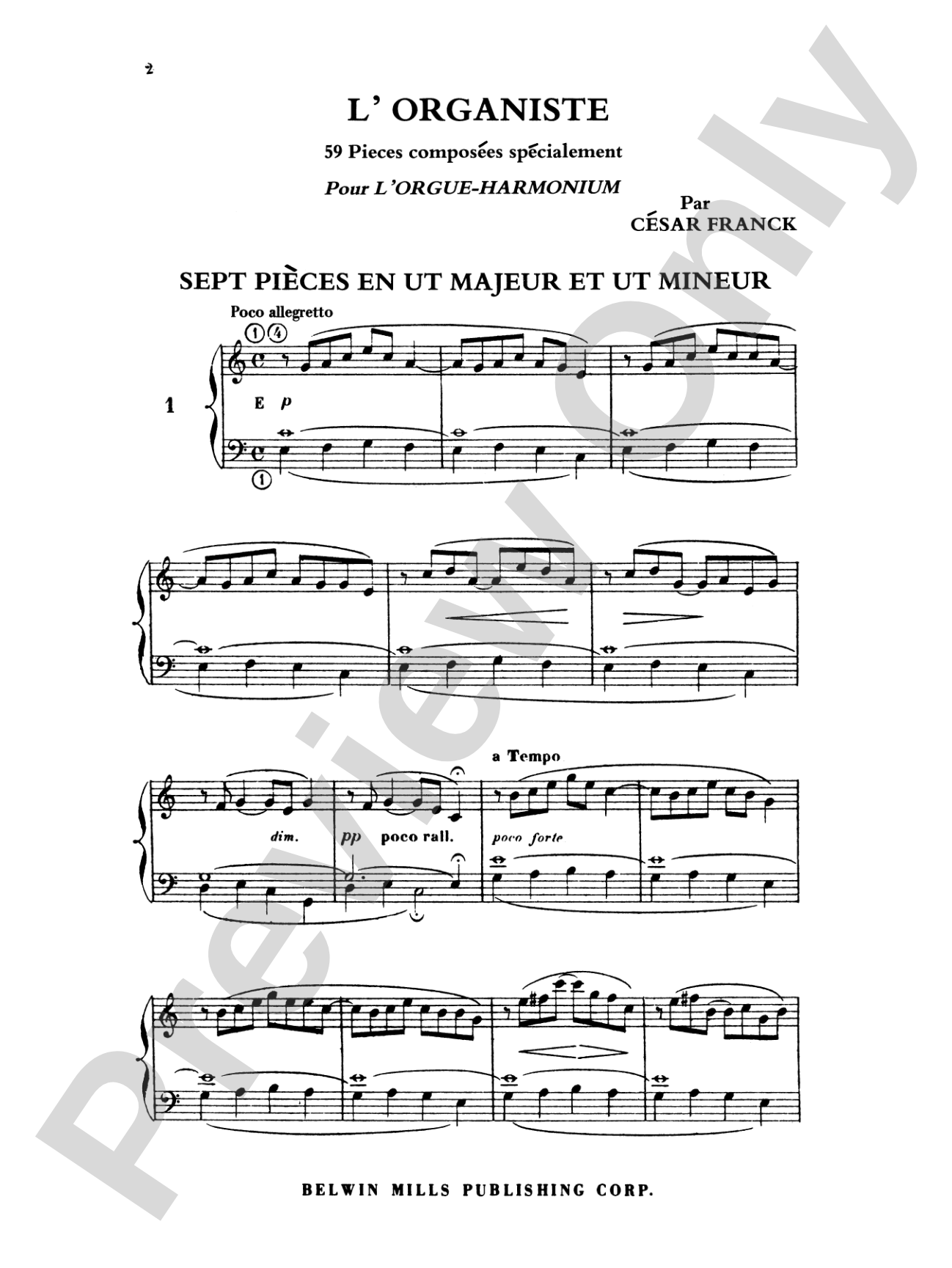 Franck: L'Organiste: Organ Book