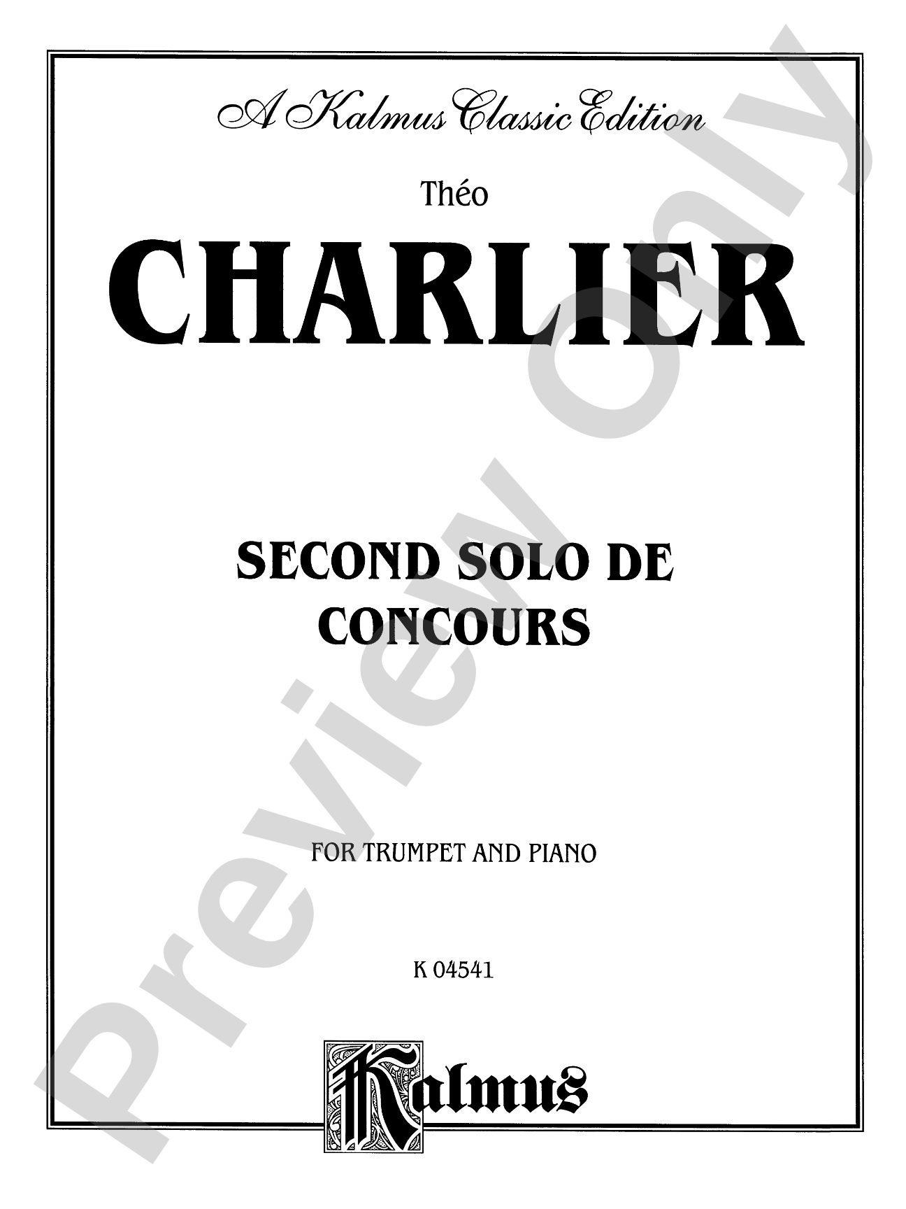 Charlier: Second Solo de Concours: Trumpet Part(s)