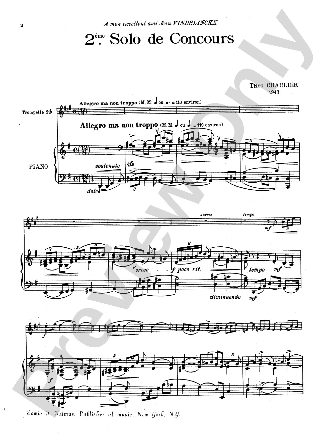 Charlier: Second Solo de Concours: Trumpet Part(s)