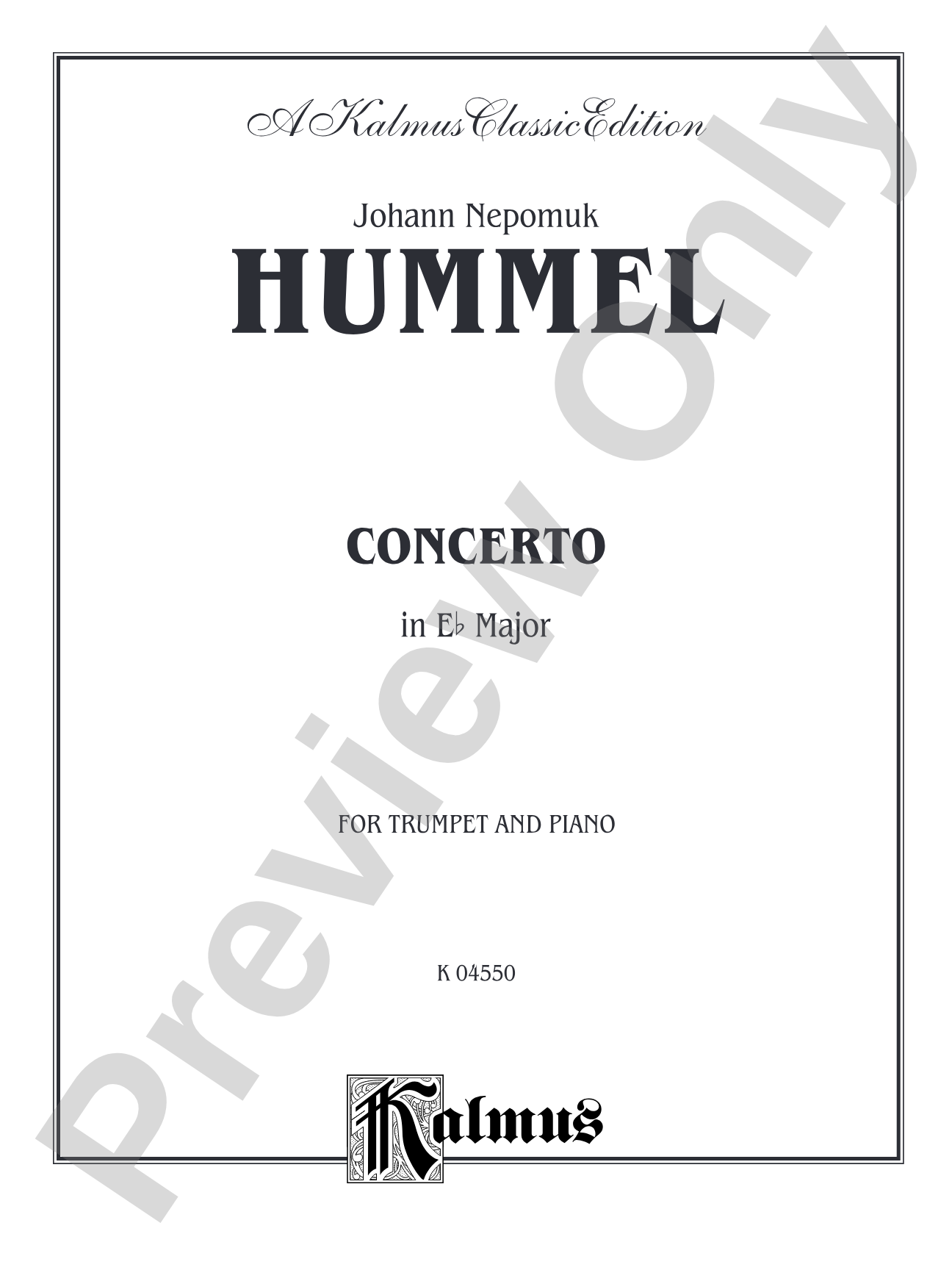 Hummel: Concerto in E flat Major: Trumpet Part(s)