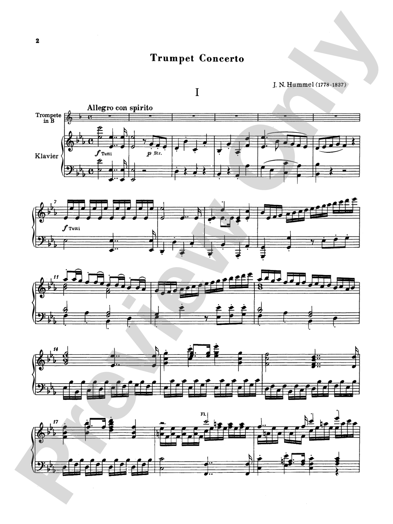 Hummel: Concerto in E flat Major: Trumpet Part(s)
