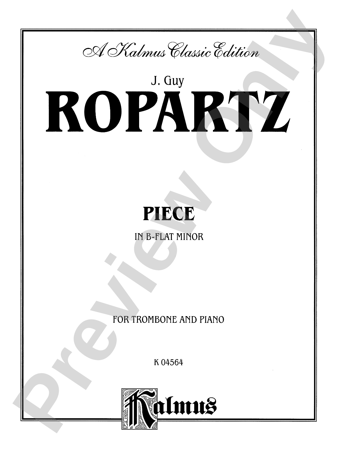 Ropartz: Piece in B flat Minor: Trombone Part(s)