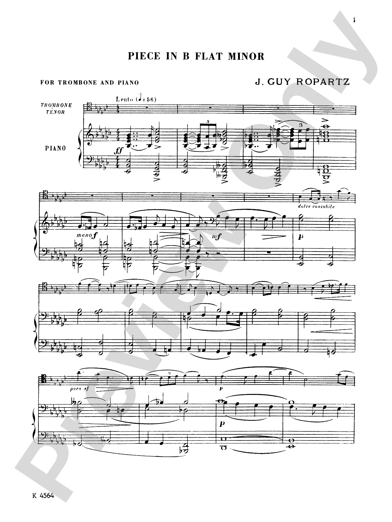 Ropartz: Piece in B flat Minor: Trombone Part(s)