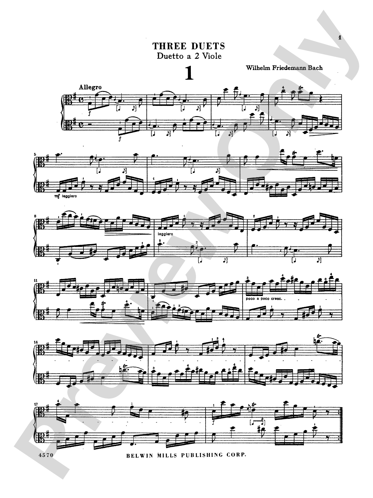 Bach: Three Duets for Two Violas: Viola Book