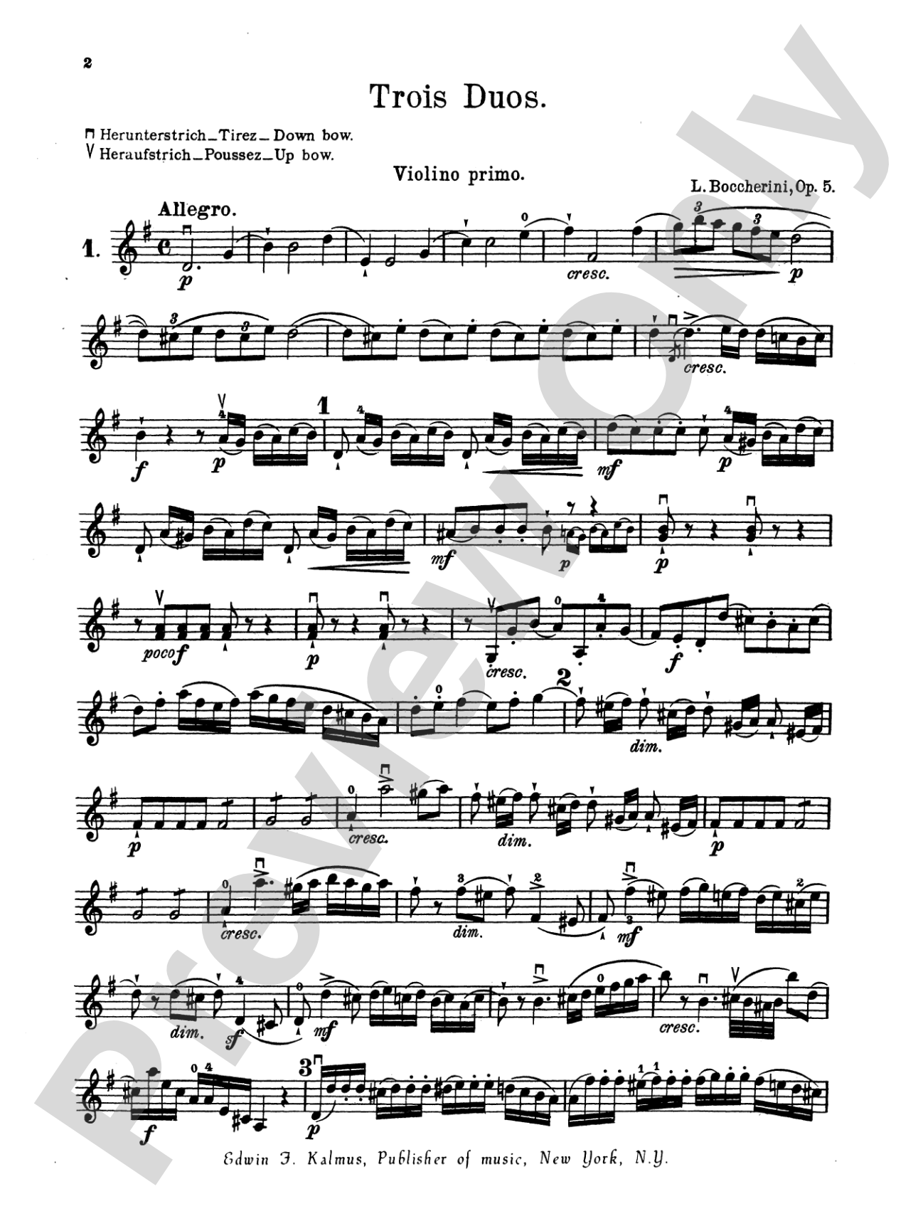 Boccherini: Three Duets, Op. 5: Violin Book