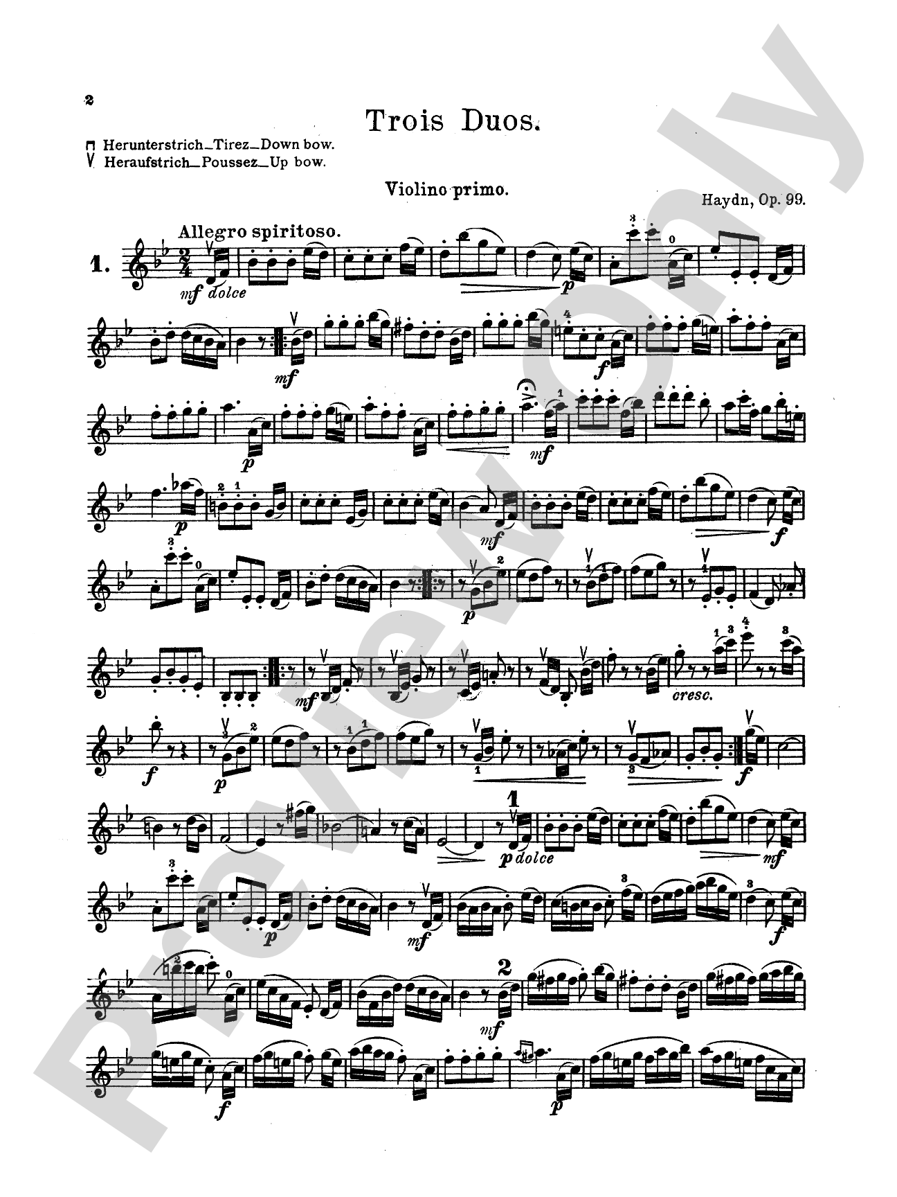 Haydn: Three Duets, Op. 99: Violin Book