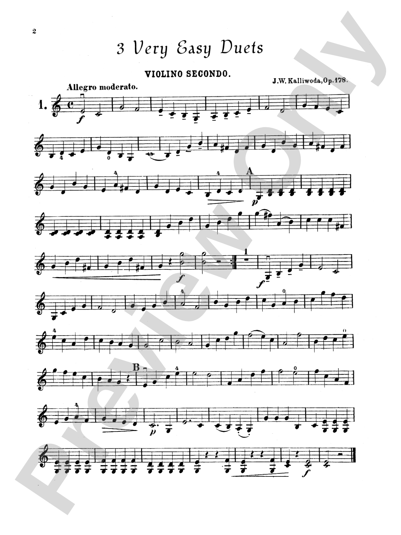 Kalliwoda: Three Very Easy Duets, Op. 178
