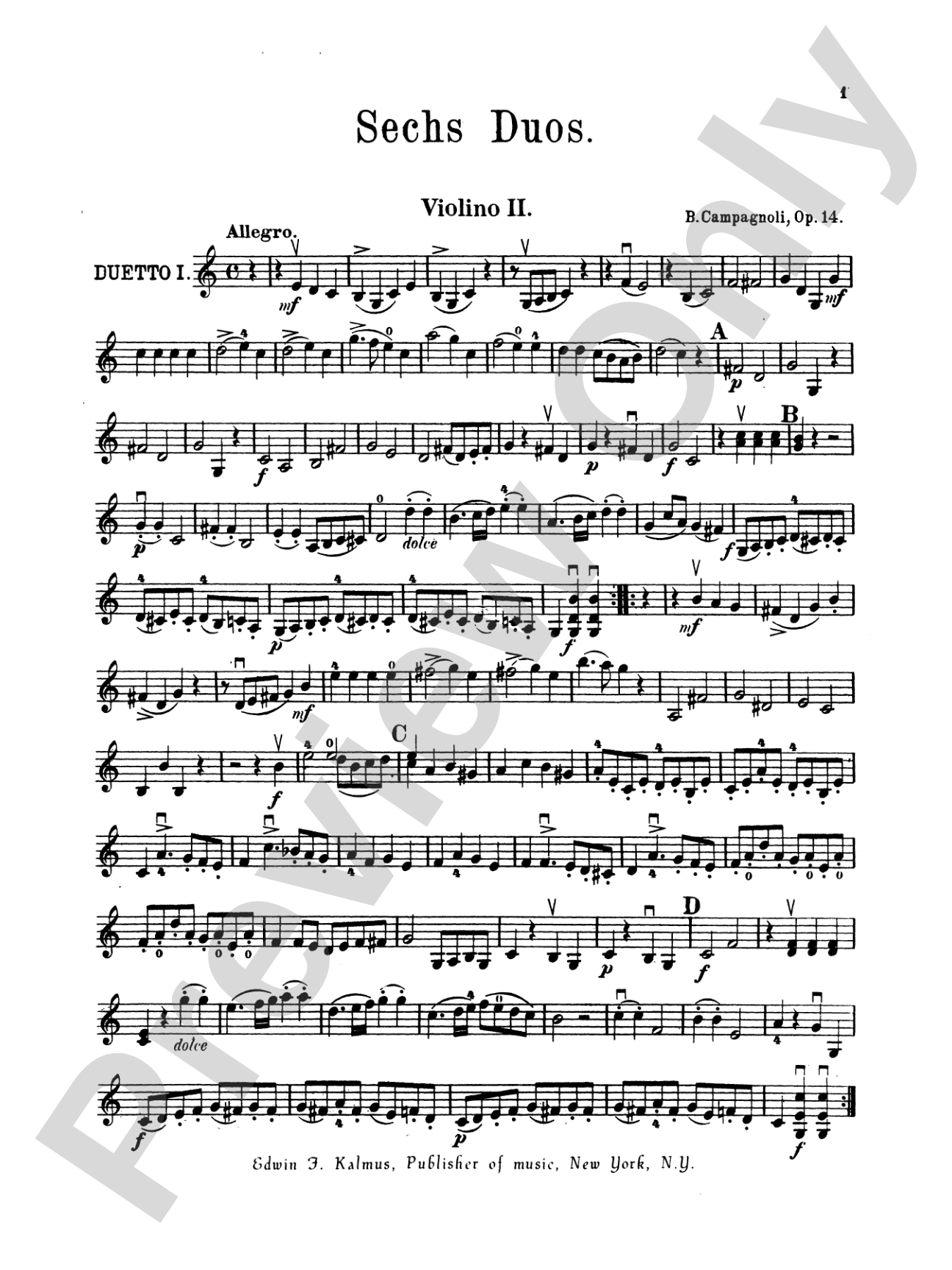 Campagnoli: Six Duets, Op. 14