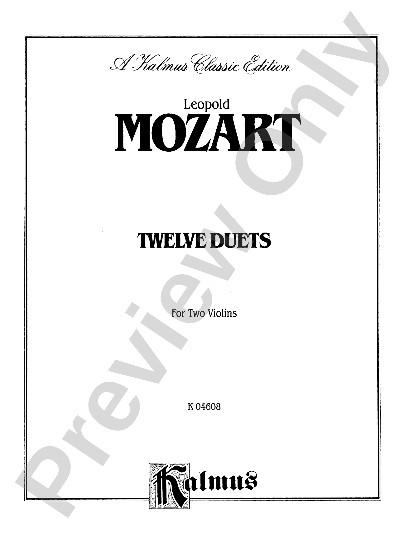 Mozart: Twelve Duets: Violin Book