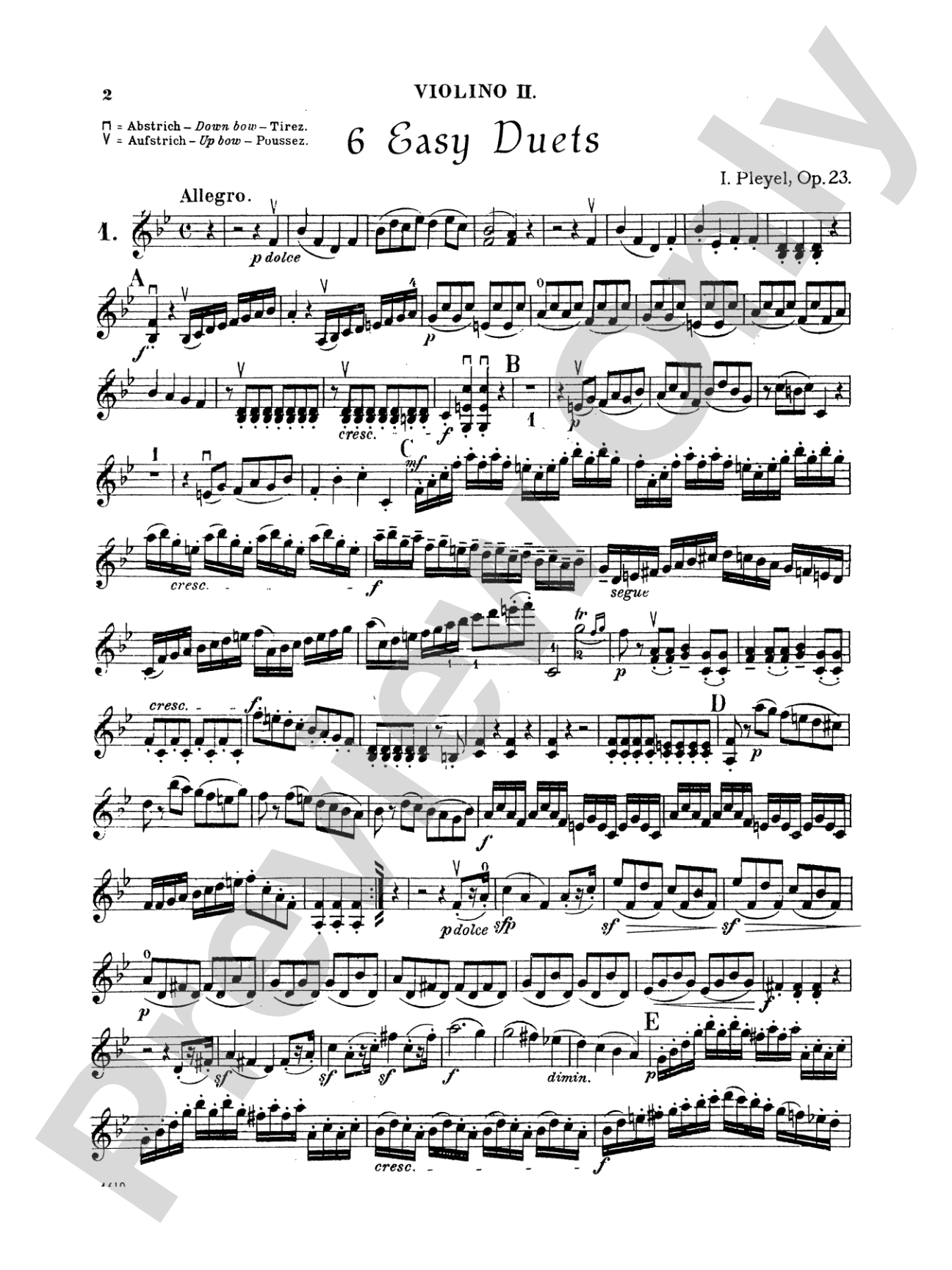 Pleyel: Six Easy Duets, Op. 23