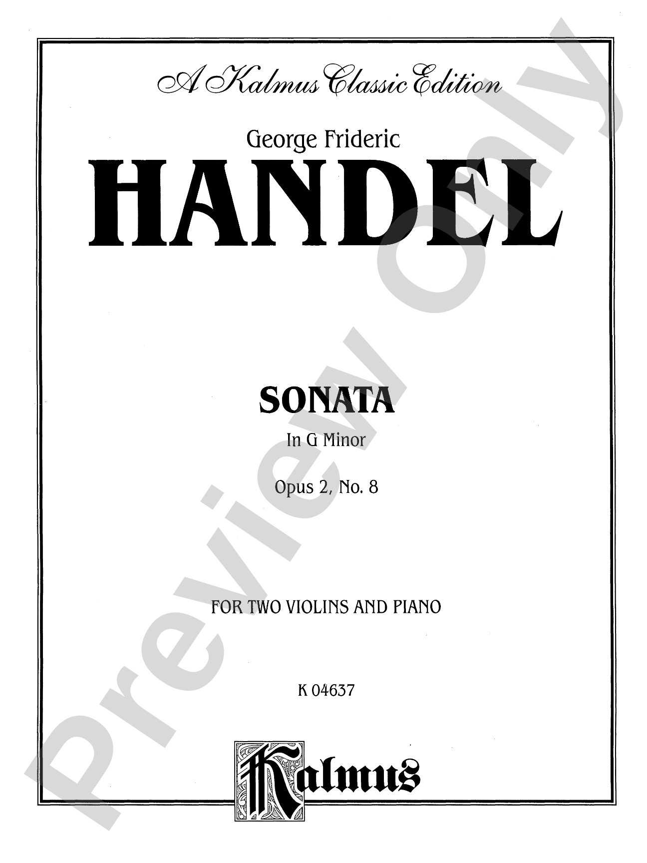 Handel: Sonata in G Minor, Op. 2, No. 8