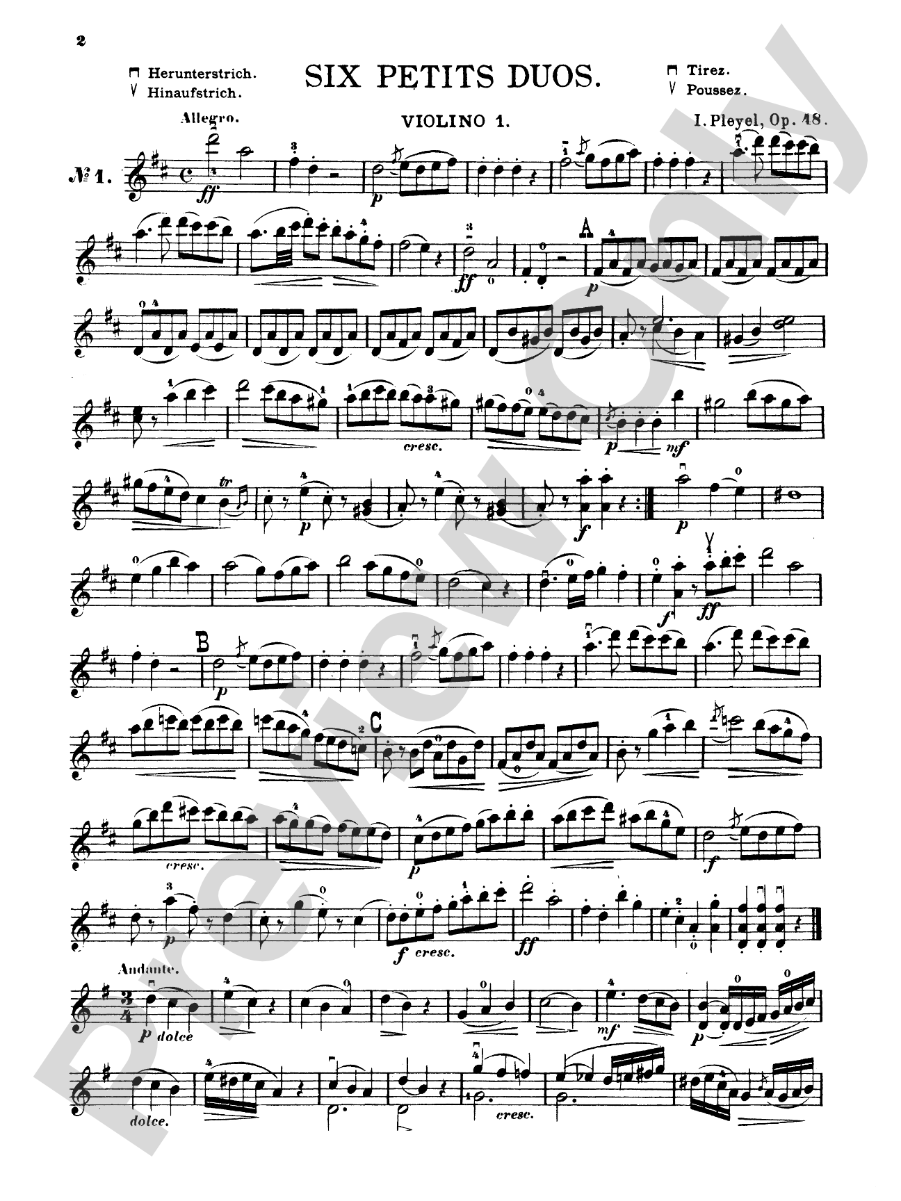Pleyel: Six Little Duets, Op. 48: Violin Book