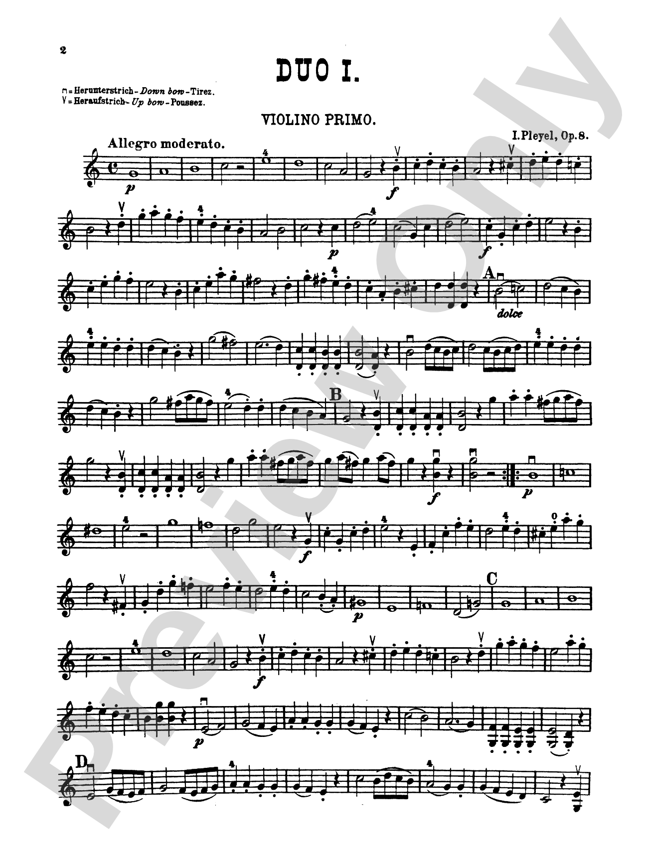 Pleyel: Six Duets, Op. 8: Violin Book