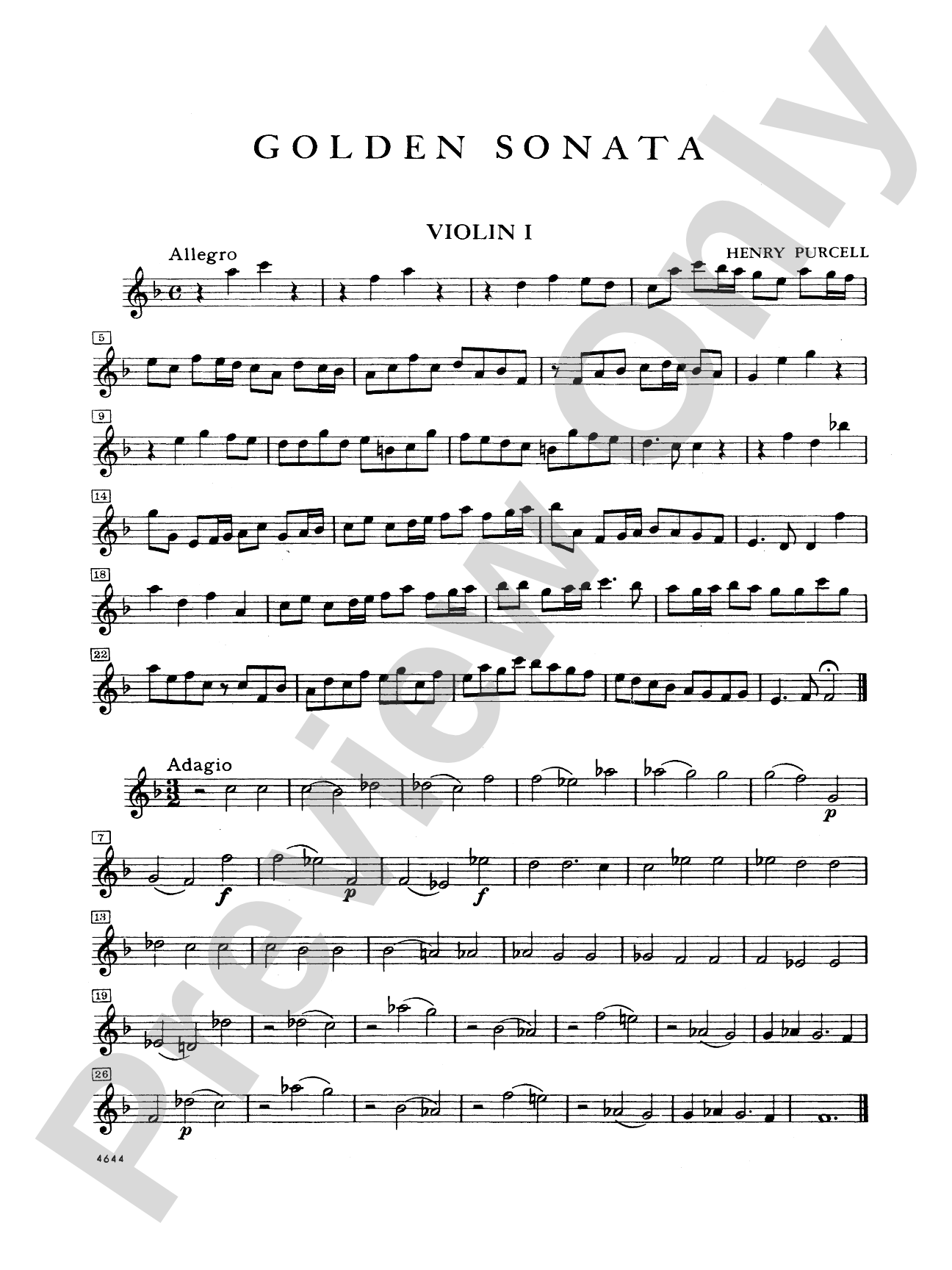 Purcell: Golden Sonata: Violin Book