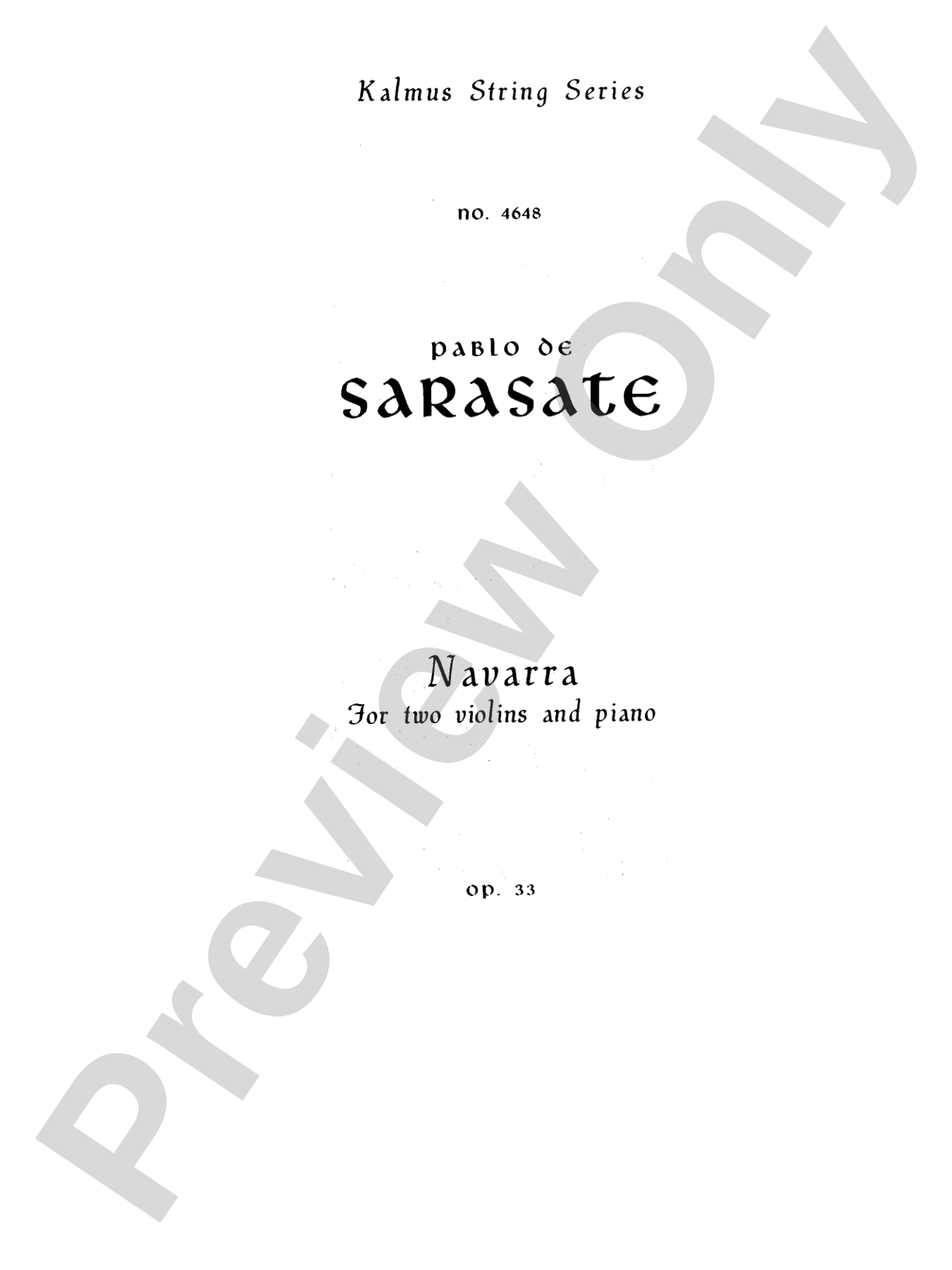 Sarasate: Navarra, Op. 33: Violin Book