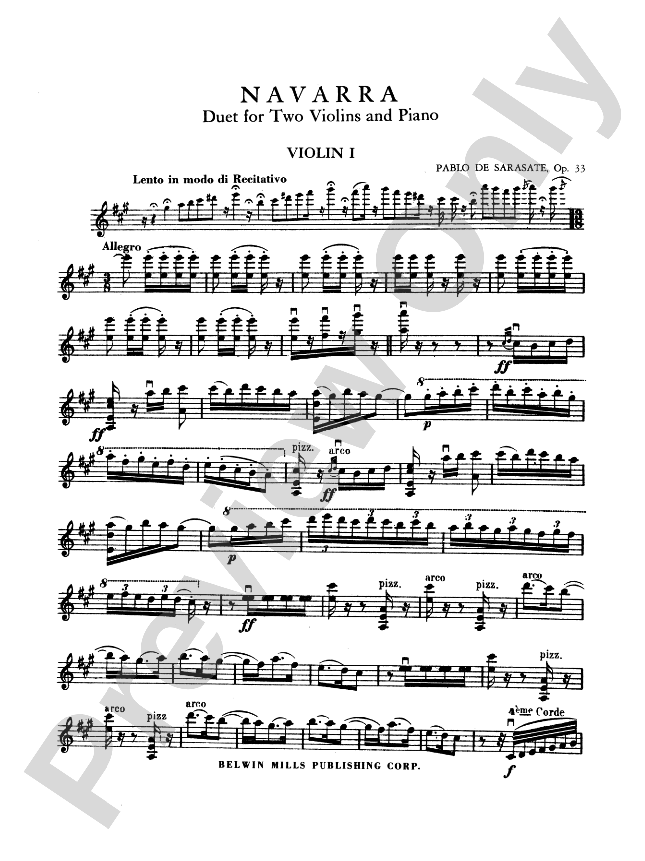 Sarasate: Navarra, Op. 33: Violin Book
