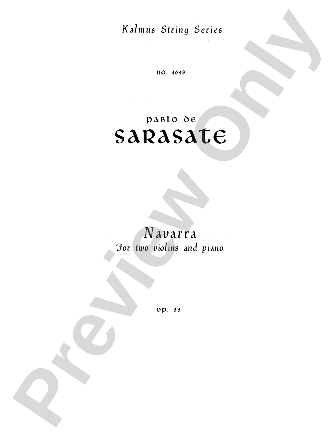 Sarasate: Navarra, Op. 33