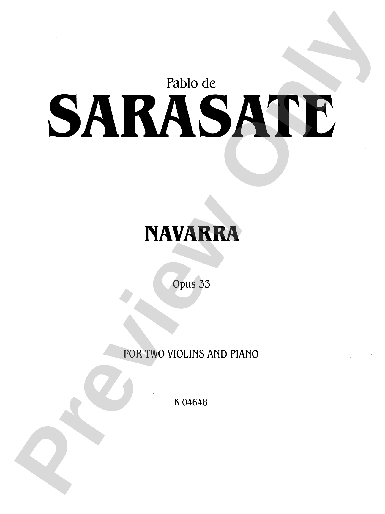 Sarasate: Navarra, Op. 33