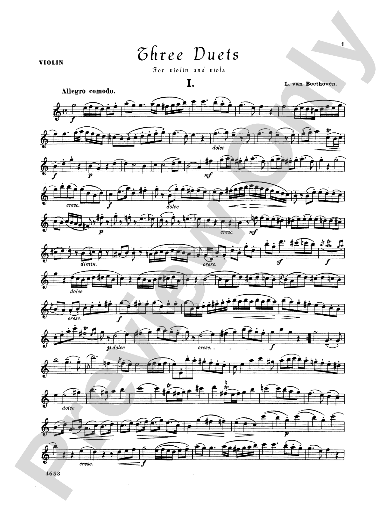 Beethoven: Three Duets: String Duo Book